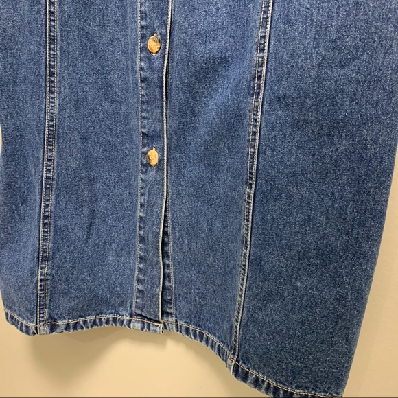 Retro Denim Jean Button Front Women’s Maxi Dress - Picture 7 of 8